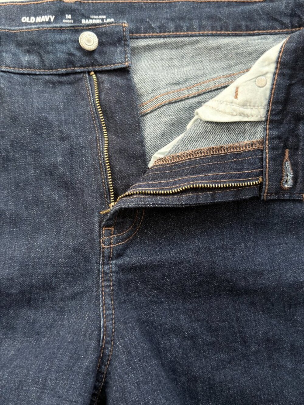 Old Navy High Rise Barrel Leg Jeans Womens 14 Short Blue Denim Skater Baggy - Picture 4 of 12